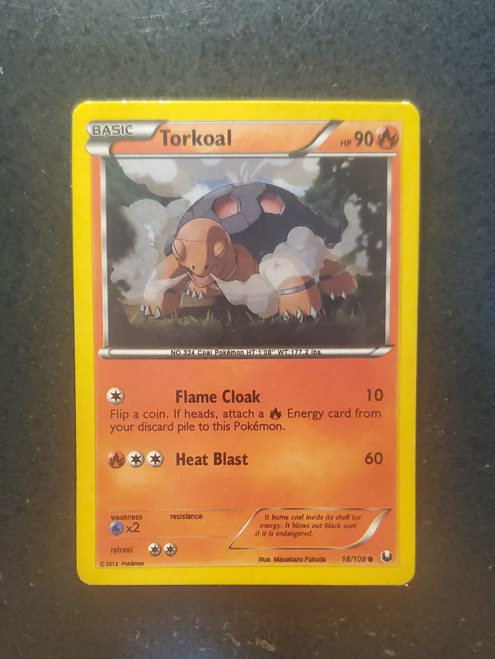 Pokemon Torkoal Card - Orange, Yellow